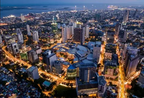 Cebu City, Philippines — Night aerial view of Cebu Business Park