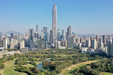 Shenzhen, China — Commercial area of futian to east2020
