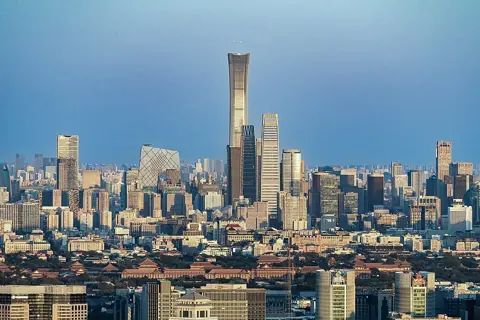 Beijing, China — Skyline of Beijing CBD with B-5906 approaching (20211016171955) (1)
