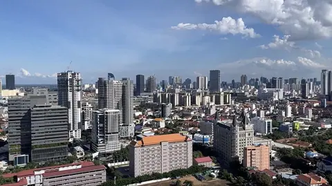 Phnom Penh, Cambodia — Phnom Penh skyline from TK district Dec 2024