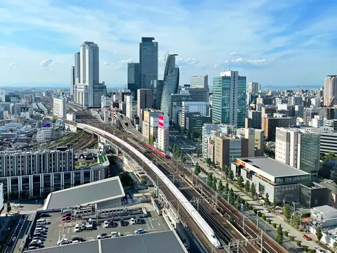 Nagoya, Japan — Nagoya Station - View from the Main Building in Nagoya Campus of Aichi University 2022-6-29
