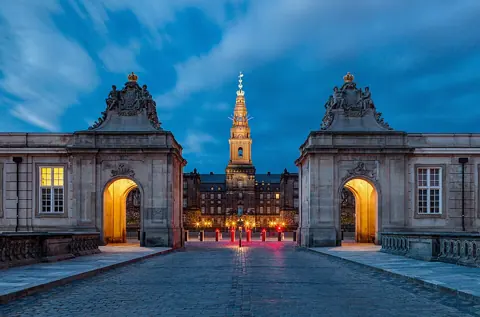 Copenhagen, Denmark — 2018 - Christiansborg from the Marble Bridge