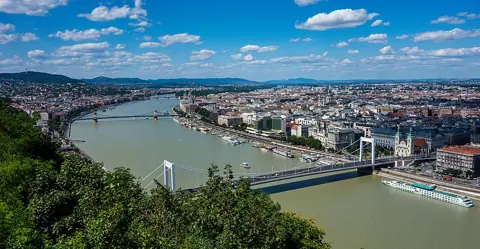 Budapest, Hungary — View from Gellért Hill to the Danube, Hungary - Budapest (28493220635)