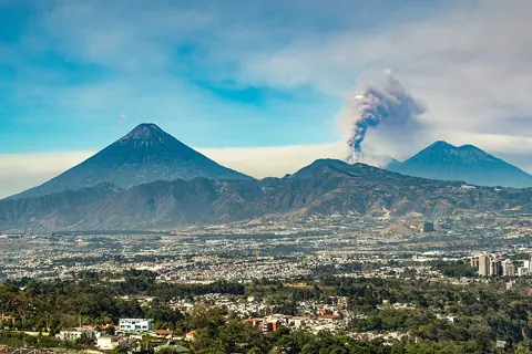 Villa Nueva, Guatemala — View of eruption of Fuego Volcano from Guatemala City