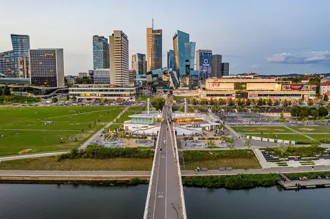 Vilnius, Lithuania — The White Bridge and Šnipiškės district in Vilnius in 2023 by Augustas Didžgalvis