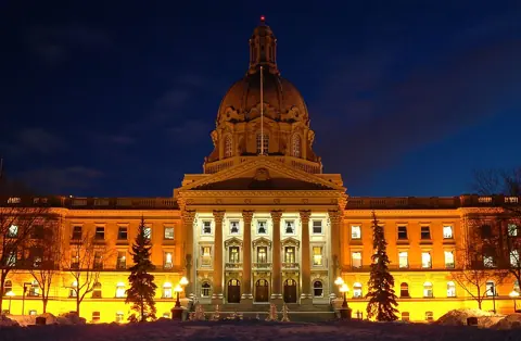 Edmonton, Canada — Alberta Legislature Building at night