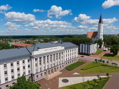 Šiauliai, Lithuania — Šiauliai State College and Šiauliai Cathedral in 2022