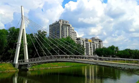 Kharkiv, Ukraine — (30) VIEW ON PEDESTRIAN BRIDGE OVER KHARKIV RIVER IN CITY OF KHARKIV STATE OF UKRAINE PHOTOGRAPH BY VIKTOR O LEDENYOV 20160616