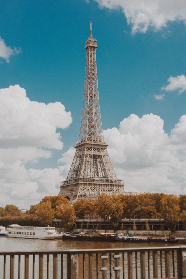 The Eiffel Tower and the Seine in Paris, France